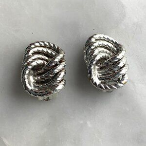 Twisted Silver Tone Rope Style Earrings
